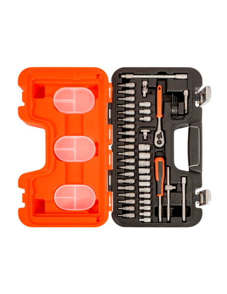 Set De Tubos Con Cuadrado Conductor De 1/4 Perfil Hexagonal Metrico Y Crique Tubos Con Punta 46 Piezas S460 Bahco