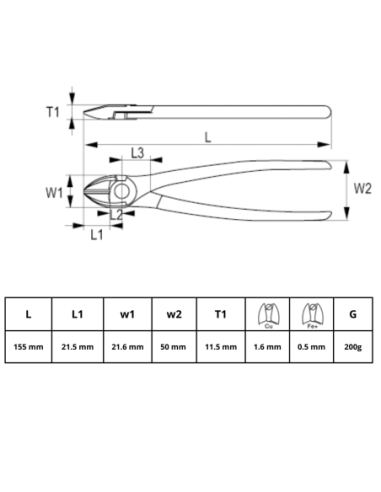 Alicate De Corte Diagonal Aislado 160mm 624v-160-1 Irimo