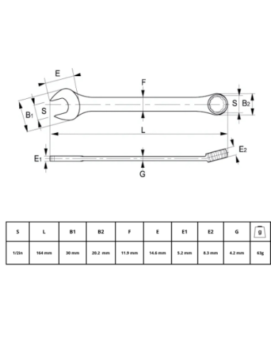 Llave Combinada 1/2 25a-16-2 Irimo