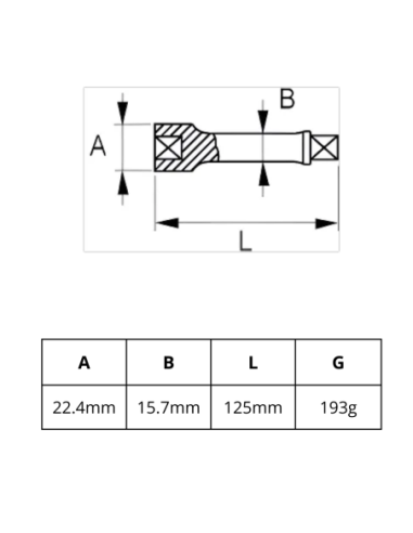 Extension 1/2 125mm 125-23-1 Irimo