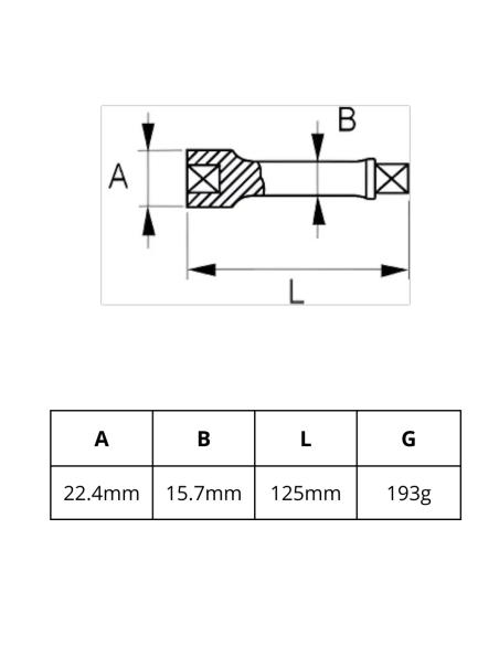 Extension 1/2 125mm 125-23-1 Irimo