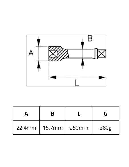 Extension 1/2 250mm 125-25-1 Irimo