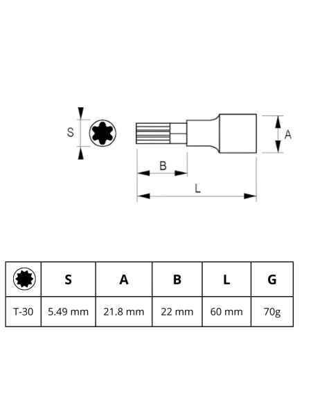 Tubo Tx30 Punta Torx 1/2 183-30-1 Irimo Tubo Tx30 Punta Torx 1/2 183-30-1 Irimo