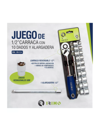 Caja Tubos 1/2 10 Piezas Hexagonal Mm + Criquet Pera 129-12-4 Irimo