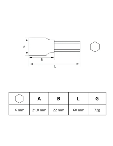 Tubo 6mm Punta Hexagonal 1/2 180-06-1 Irimo