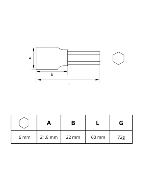 Tubo 6mm Punta Hexagonal 1/2 180-06-1 Irimo Tubo 6mm Punta Hexagonal 1/2 180-06-1 Irimo
