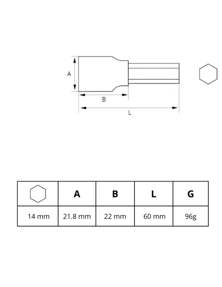 Tubo 14mm Punta Hexagonal 1/2 180-14-1 Irimo Tubo 14mm Punta Hexagonal 1/2 180-14-1 Irimo
