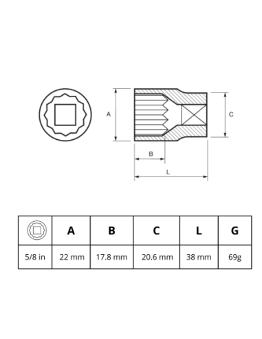 Tubo 5/8 Estriado 1/2 122a-20-1 Irimo
