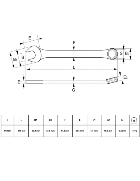 Llave Combinada 11/16 25a-22-2 Irimo