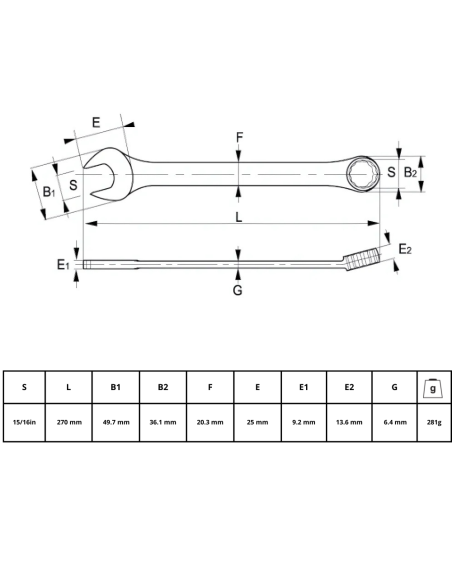 Llave Combinada 15/16 25a-30-2 Irimo