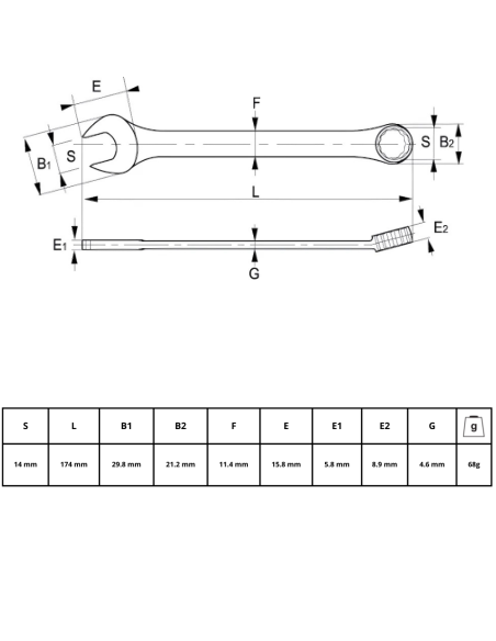 Llave Combinada 14mm 25-14-2 Irimo