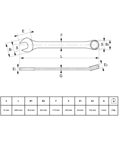 Llave Combinada 21mm 25-21-2 Irimo