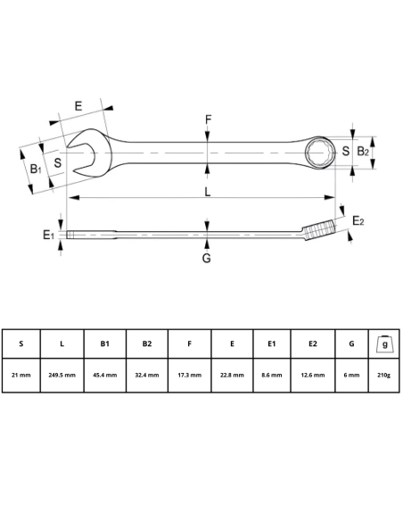 Llave Combinada 21mm 25-21-2 Irimo