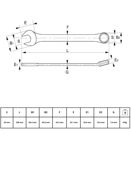 Llave Combinada 29mm 25-29-2 Irimo