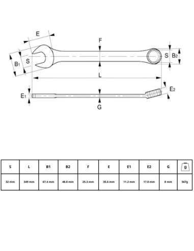 Llave Combinada 32mm 25-32-2 Irimo