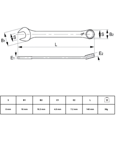 Llave Combinada Con Crique 8mm 18-08-1 Irimo