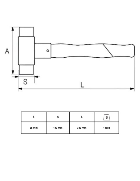 Martillo Boca Nylon 1480 Gr Mango Madera 55mm 529191 Irimo