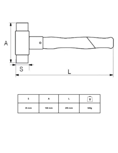 Martillo Boca Nylon 500 Gr Mango Madera 35mm 529171 Irimo