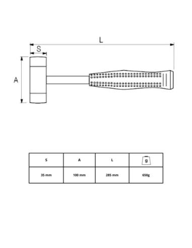 Martillo Boca Nylon 650 Gr Mang Metalico 35mm 529031 Irimo