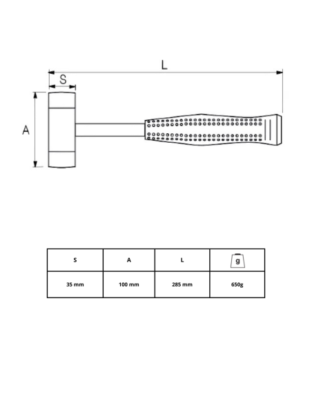 Martillo Boca Nylon 650 Gr Mang Metalico 35mm 529031 Irimo