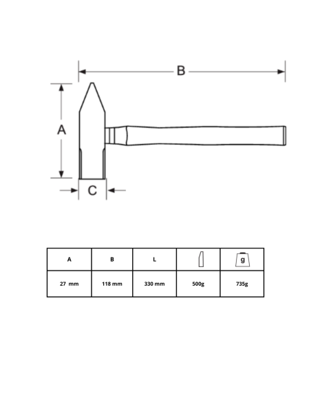 Martillo Con Mango Fibra 500gr 525-43-2 Irimo