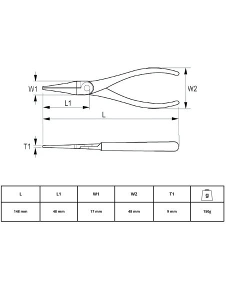 Pinza Punta Plana 160mm 604-160-1 Irimo
