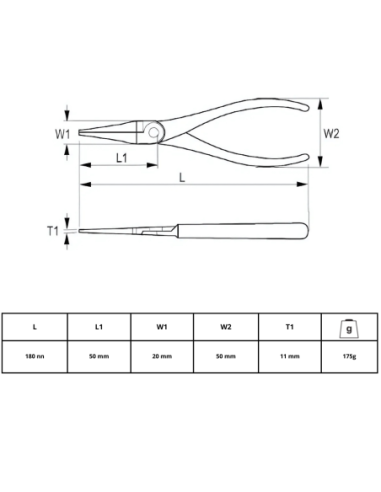 Pinza Punta Plana 180mm 604-180-1 Irimo