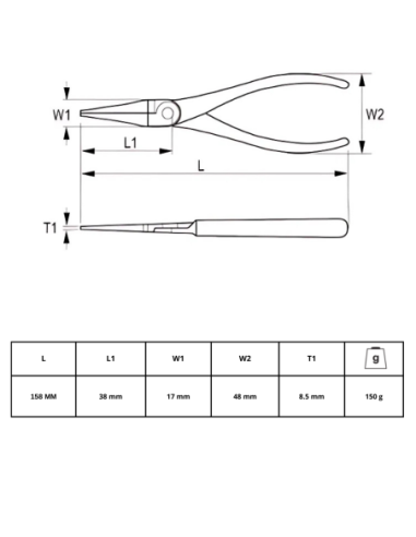 Pinza De Punta Redonda 160mm 608-160-1 Irimo