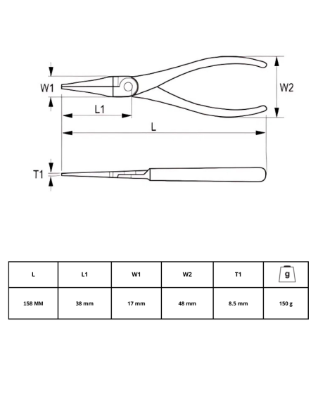 Pinza De Punta Redonda 160mm 608-160-1 Irimo