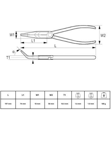 Pinza De Punta Semicircular Curva De 200mm 613-200-1 Irimo