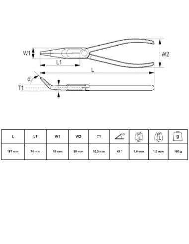 Pinza Semiredonda Curva Aislada 200mm 613v-200-1 Irimo
