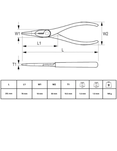 Pinza Semiredonda Aislada 200mm 612v-200-1 Irimo