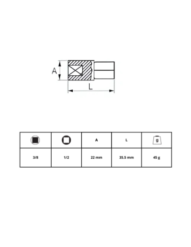Adaptador 1/2 A 3/8 125-46-1 Irimo