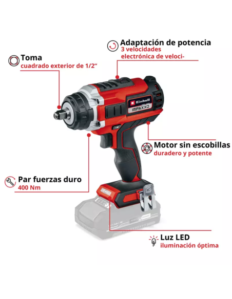 Llave De Impacto Inalambrica Impaxxo 18/400 4510070 Einhell Llave De Impacto Inalambrica Impaxxo 18/400 4510070 Einhell
