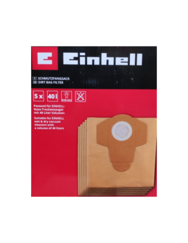 Bolsa De Papel Para Aspiradora 40l X 5 U 2351180 Einhell