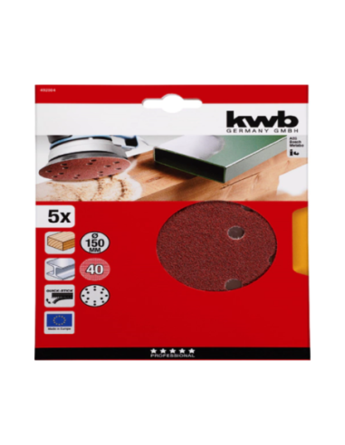 Discos Abrasivos Quick-stick 150mm Madera Y Metal G80 X 5 U 49492008 Kwb