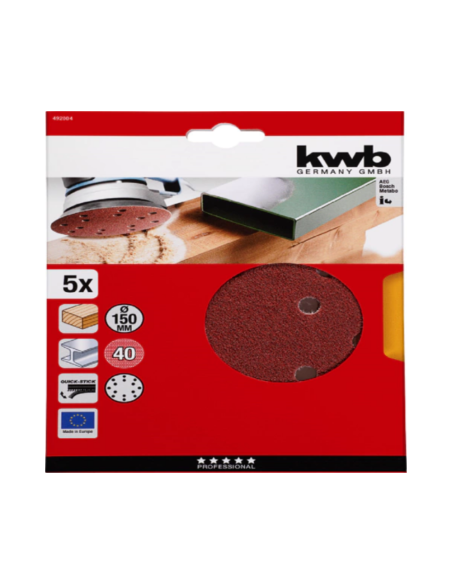 Discos Abrasivos Quick-stick 150mm Madera Y Metal G80 X 5 U 49492008 Kwb
