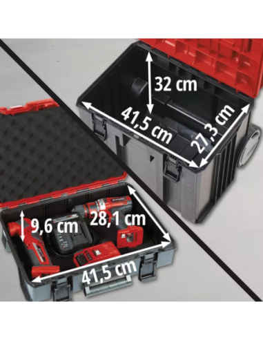 Carro De Transporte Para Herramientas E-case L Con Ruedas 415mm X 273mm X 320mm 4540014 Einhell