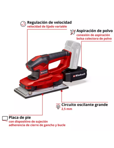 Lijadora Orbital Inalambrica Te-os 18/230 Li Solo 4460720 Einhell