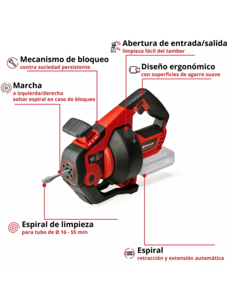 Limpiador De Caneria Inalambrico Te-da 18/760 Li Solo 4514160 Einhell Limpiador De Caneria Inalambrico Te-da 18/760 Li Solo 4514160 Einhell