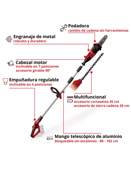 Podadora Y Cortadora De Altura Ge-hc 18 Li T Solo 3410800 Einhell Podadora Y Cortadora De Altura Ge-hc 18 Li T Solo 3410800 Einhell