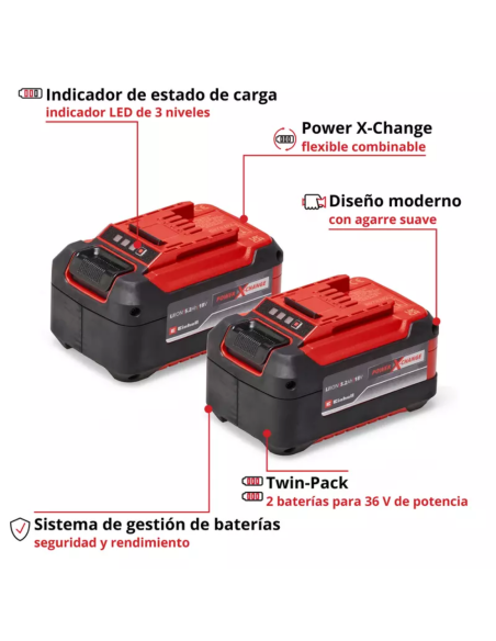Pack De 2 Baterias Power X-change 5 2 Ah Twin Pack 2 X 5 2 Ah 4511526 Einhell Pack De 2 Baterias Power X-change 5 2 Ah Twin Pack 2 X 5 2 Ah 4511526 Einhell