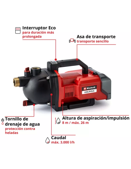 Bomba De Jardin Inalambrica Aquinna 36/30 4180400 Einhell Bomba De Jardin Inalambrica Aquinna 36/30 4180400 Einhell