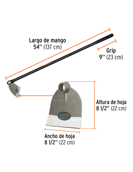 Azada Forjada 22cm Cabo Largo Fibra 10621 Truper