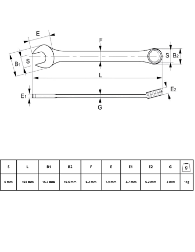 Llave Combinada 6mm 25-06-2 Irimo