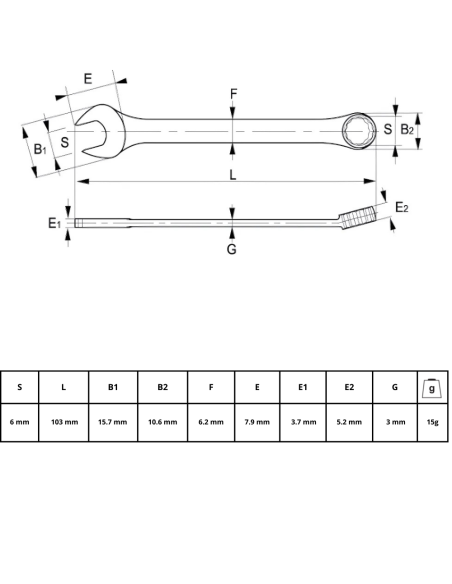 Llave Combinada 6mm 25-06-2 Irimo