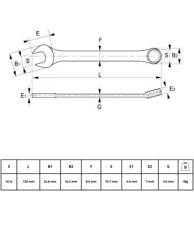 Llave Combinada 10mm 25-10-2 Irimo