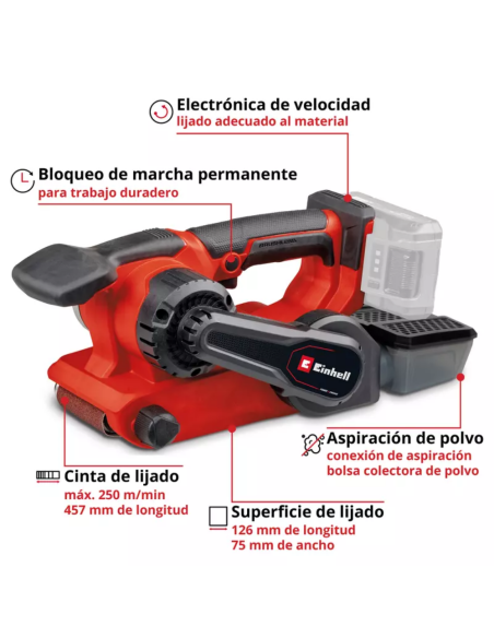 Lijadora De Banda Inalambrica Tp-bs 18/457 Li Bl Solo 4466270 Einhell Lijadora De Banda Inalambrica Tp-bs 18/457 Li Bl Solo 4466270 Einhell