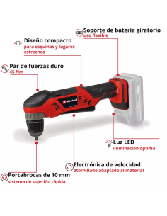 Taladro Angular Inalambrico 18v Te-ad 18 Li Solo 4514290 Einhell 2