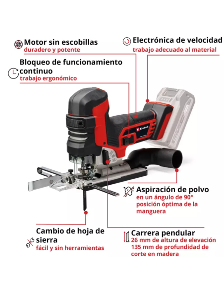 Sierra Caladora Inalambrica 18v Tp-jst 18/135 Li Bl Solo 4321265 Einhell Sierra Caladora Inalambrica 18v Tp-jst 18/135 Li Bl Solo 4321265 Einhell